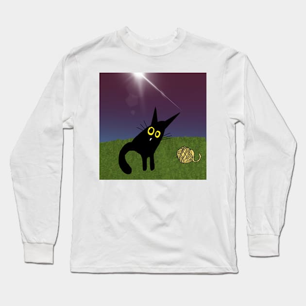 This is a black cat landscape Long Sleeve T-Shirt by ediemakesart